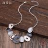 Irregular oval contrasting color splicing alloy necklace fashionable versatile dripping oil women's collarbone pendant