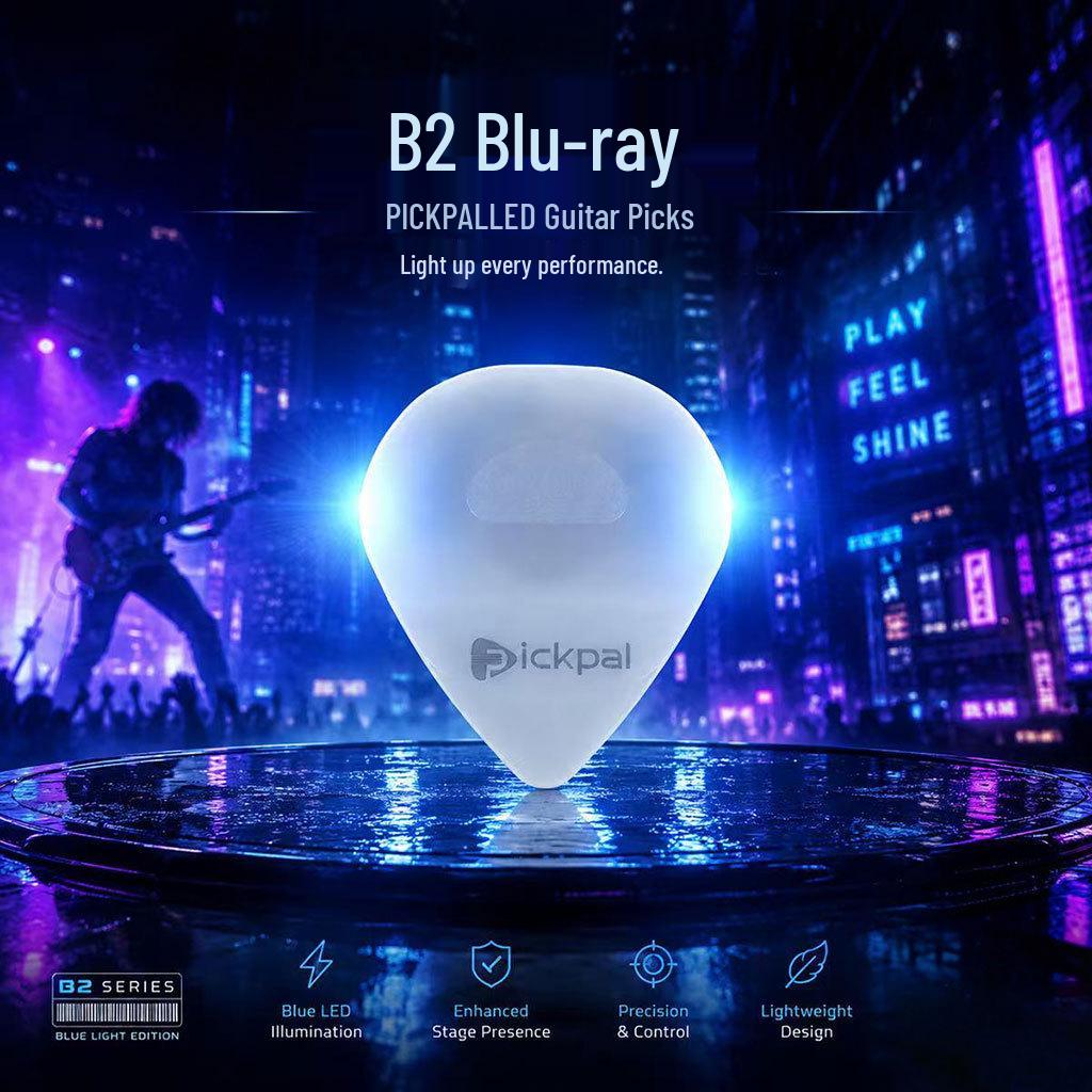 Svítící LED trsátko na kytaru: PICKPAL pro akustické a elektrické kytary, tříbarevné světlo