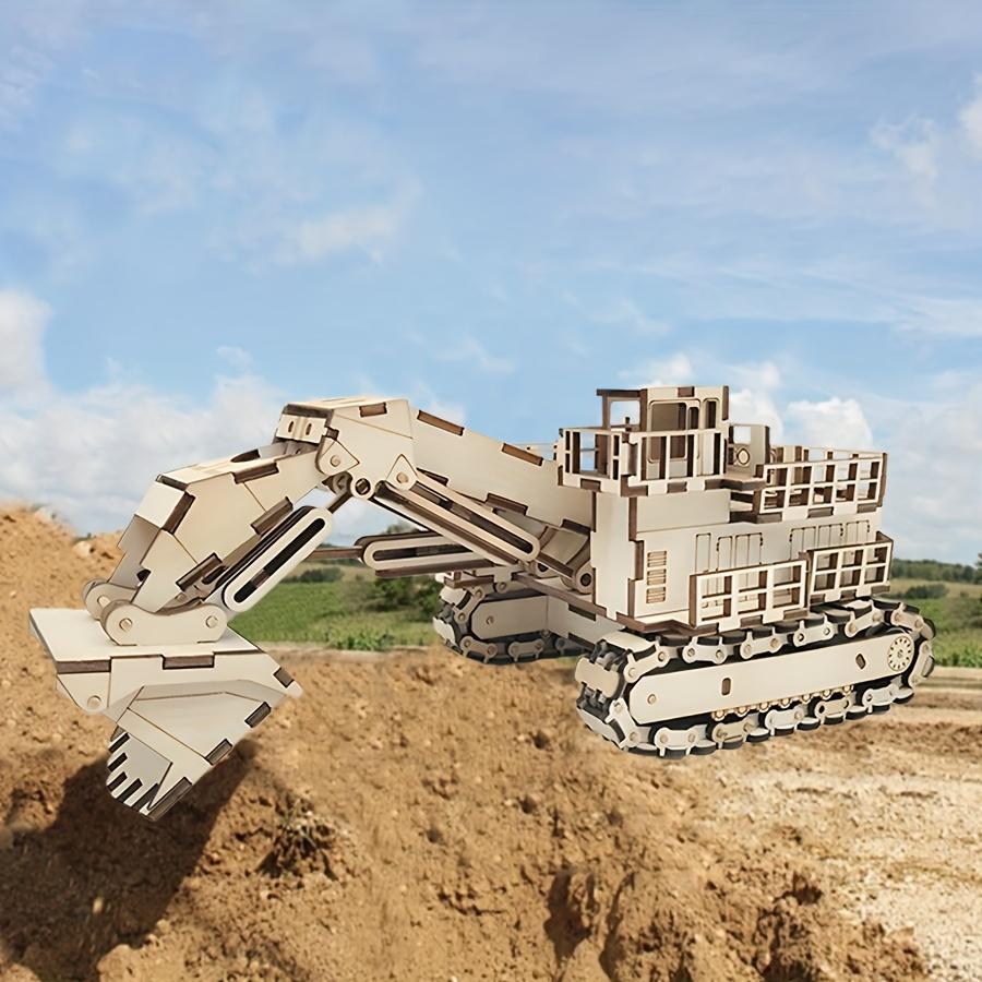 3D Wooden Puzzle for Adults Excavator Wooden Mechanical Model Car Kits to Build Brain Teaser Truck Toys Birthday for Men Boys