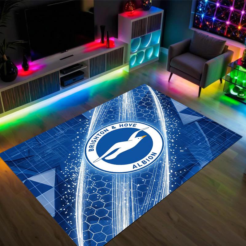 Brighton & Hove Albion Football Design Crystal Velvet Carpet Cozy Non?Slip Printed Rug For Bedroom Living Room Entrance