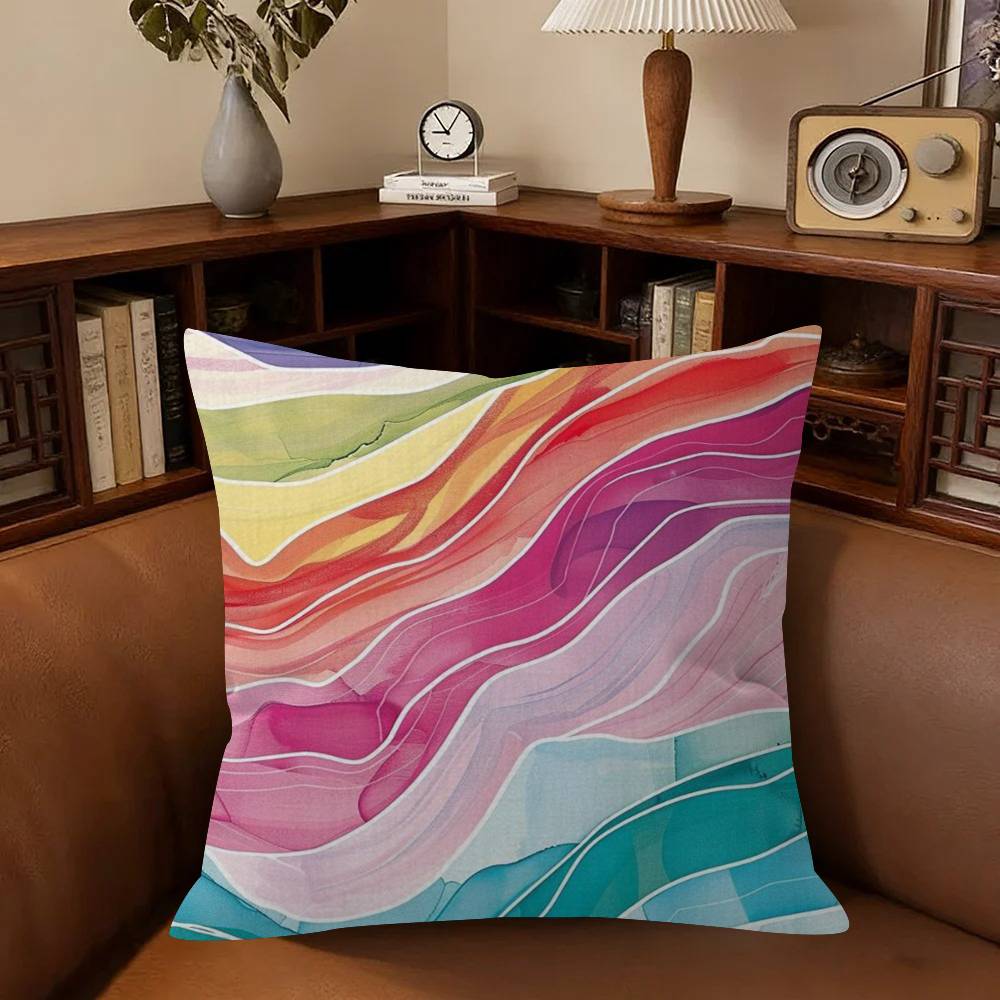 Modern Abstract Watercolor   Personalized Pillow Cover Kids Bedroom Wild Party Decor Pillowcase Kid Birthday Shower Gift