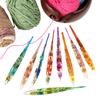 Set of 9 Colored Anodized Aluminum Crochet Hooks with Creative Resin Handles and Exquisite Flower Design