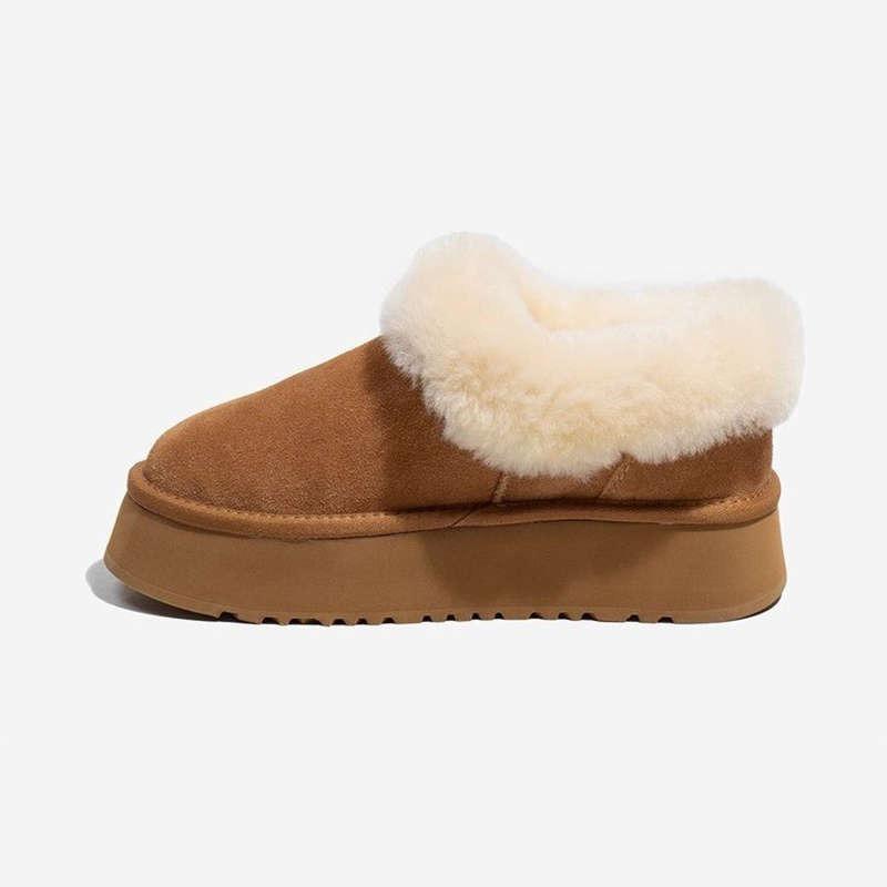 thick-soled snow boots women's velvet thickened warm winter women's shoes, new fluffy bread shoes, low-top cotton shoes