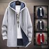 Men's Plus Velvet Thick Cardigan Sweater - Long Hooded Knitwear for Autumn/Winter