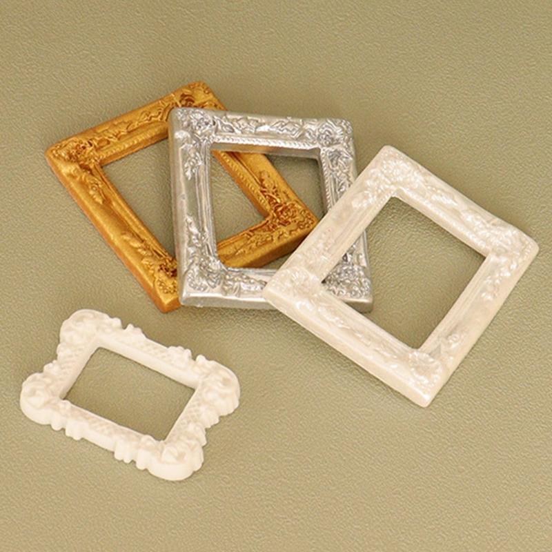 Mini Gold Picture Frame Victorian Small Resin Antique Photo Frame Tiny Baroques Ornate Frame Without Glass or Backing