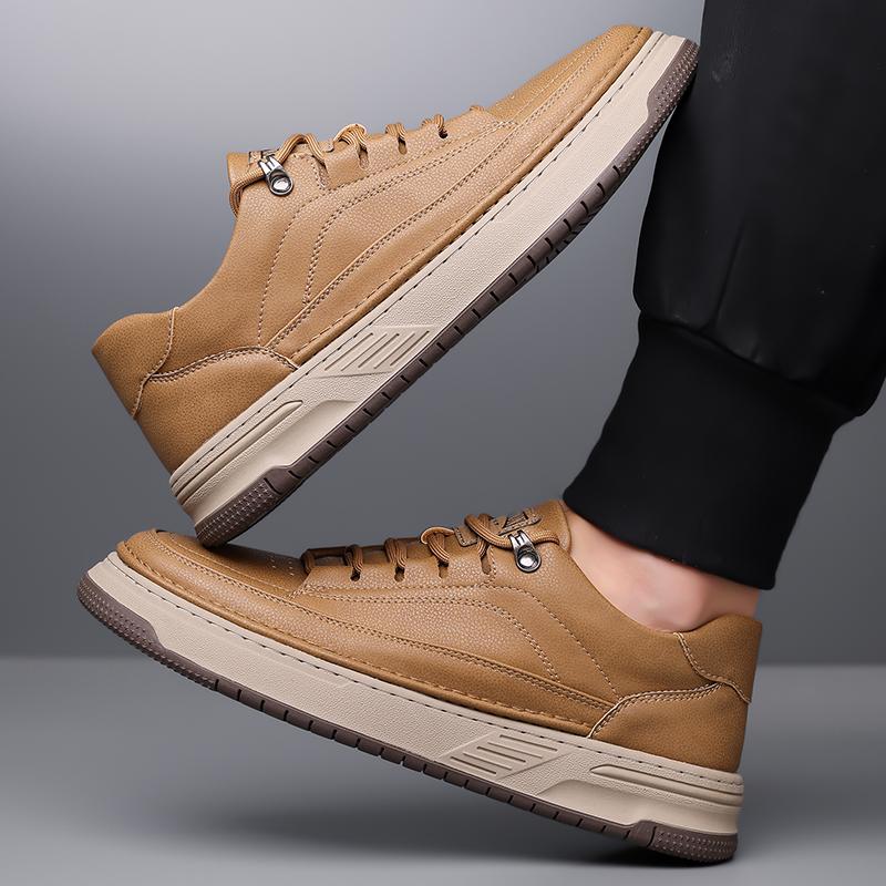 Fashion New Skate Shoes Men Leather  Male Comfortable Sneakers Shoe Hot Sale Men All-match Walking Shoe Luxury Brand Mens Lace-Up Flats