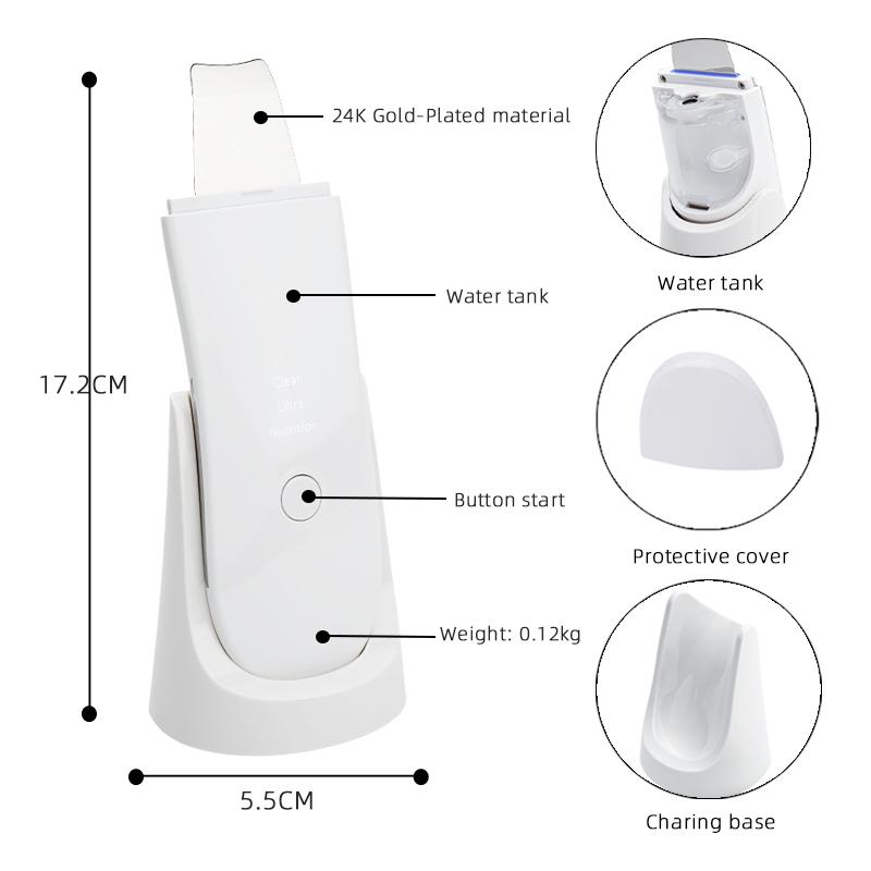 Ultrasonic Skin Scrubber Vibration Face Spatula Blackhead Remover Shovel Clean Cavitation Peeling Facial Lifting Skin Care LESEN