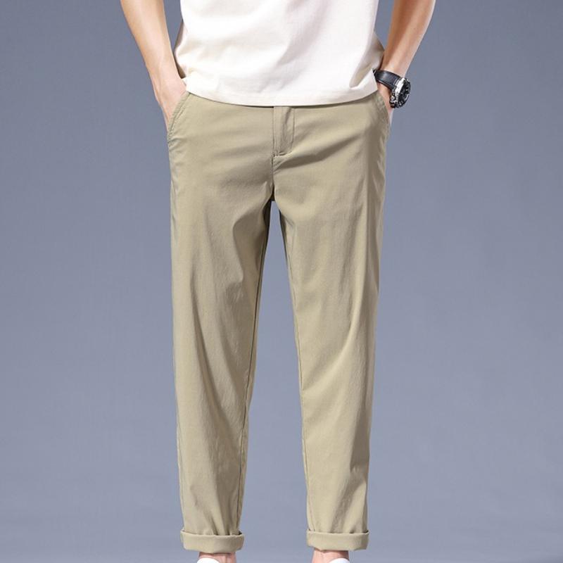 

Весенне-летние мужские повседневные брюки из ледяного шелка, ультратонкие брюки длиной девять точек, тонкие, простые и универсальные 38