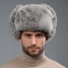 Men Trapper Hat Winter Russian Ushanka Hat with Faux Rabbit Fur Earflap Hat Windproof for Hunting Skiing