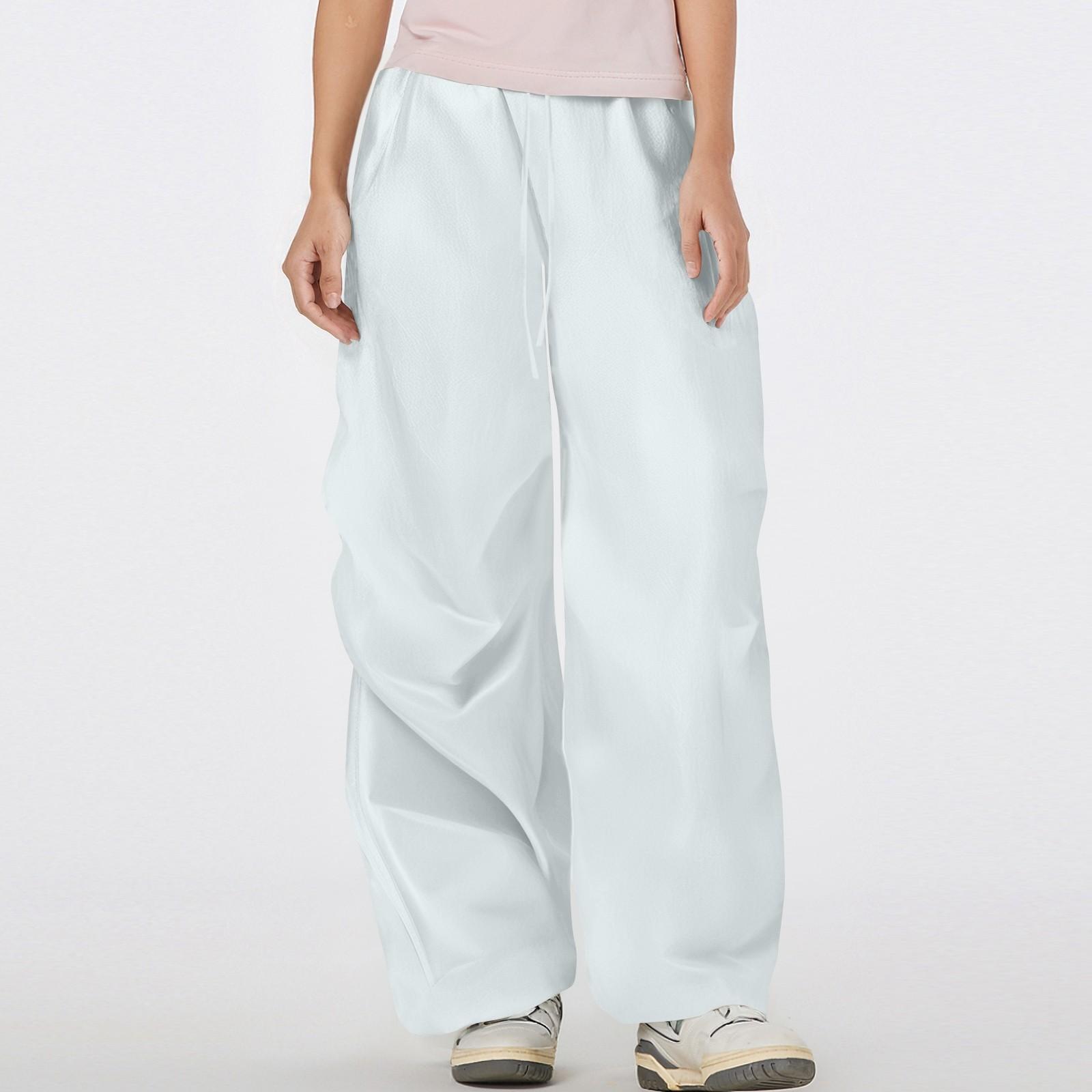 

Женские брюки с высокой посадкой, прямые, широкие, однотонные, рабочая одежда XL белый