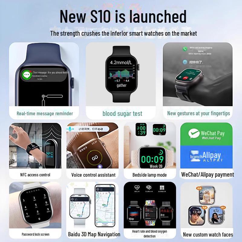 S10 Smartwatch: Multifunction Bluetooth Watch with Large Screen for Adults