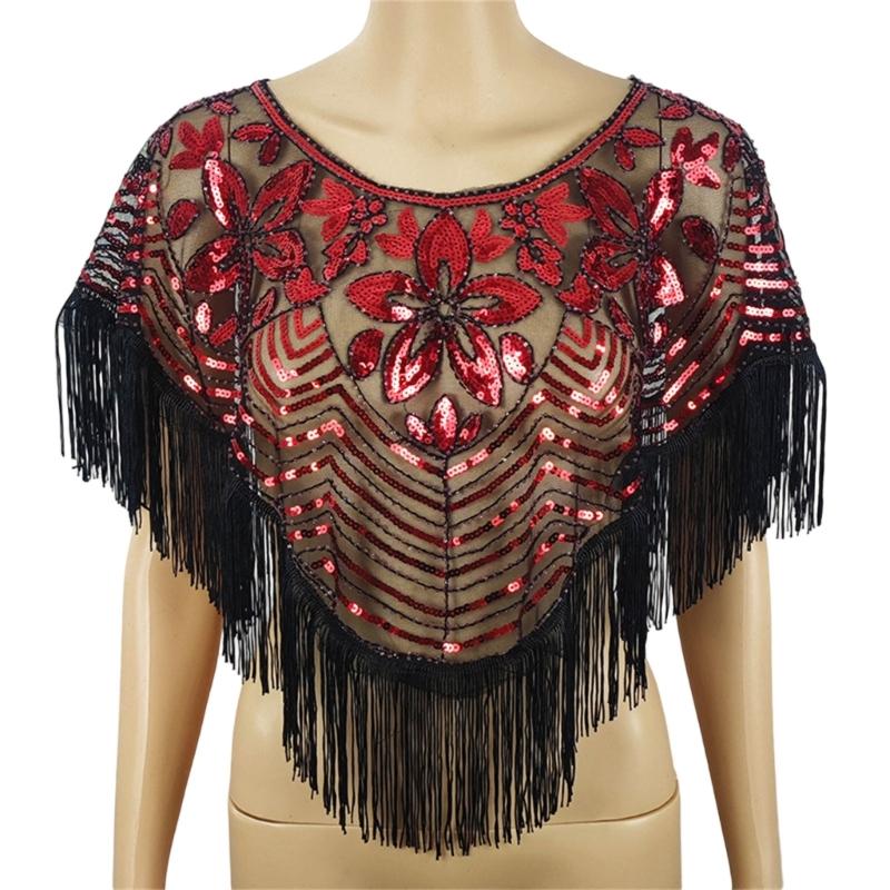 Sparkling Sequined Embroidered Shawl Wrap for Evening Gowns and Dresses Comfortable Wear Capes for Women Special Occasion