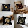 Cushion Cover Washed Linen Soft Breathable Decorative Case for Sofa Home Pillow Cover Sun Moon Mandala Series Pattern