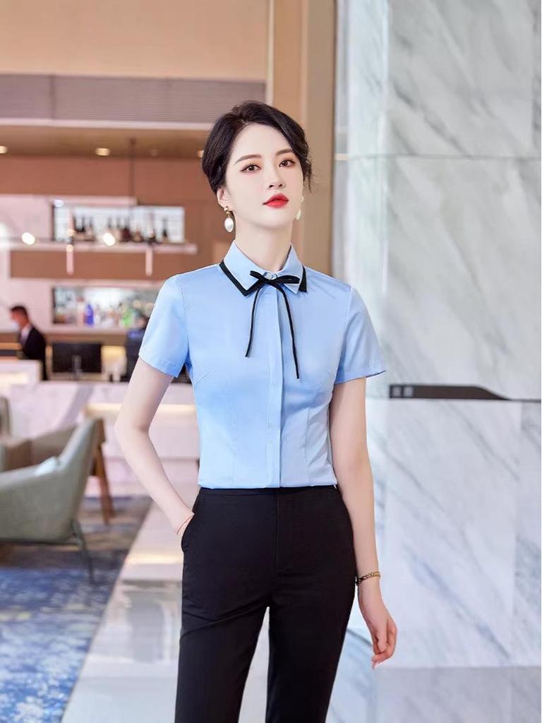Women's Professional White Short-Sleeve Shirt - Spring/Summer 2026 Collection