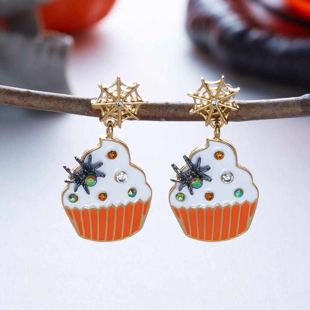 Alloy Material Drop Earrings Long Tassel Design Pumpkin Earrings Ghost Earrings  Costume Cosplay