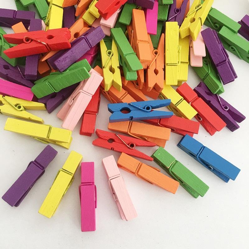 50pz Mini Mollette in Legno Pinze per Foto Carta Mollette Stendibiancheria Accessori Decorazione Casa Matrimonio Festa