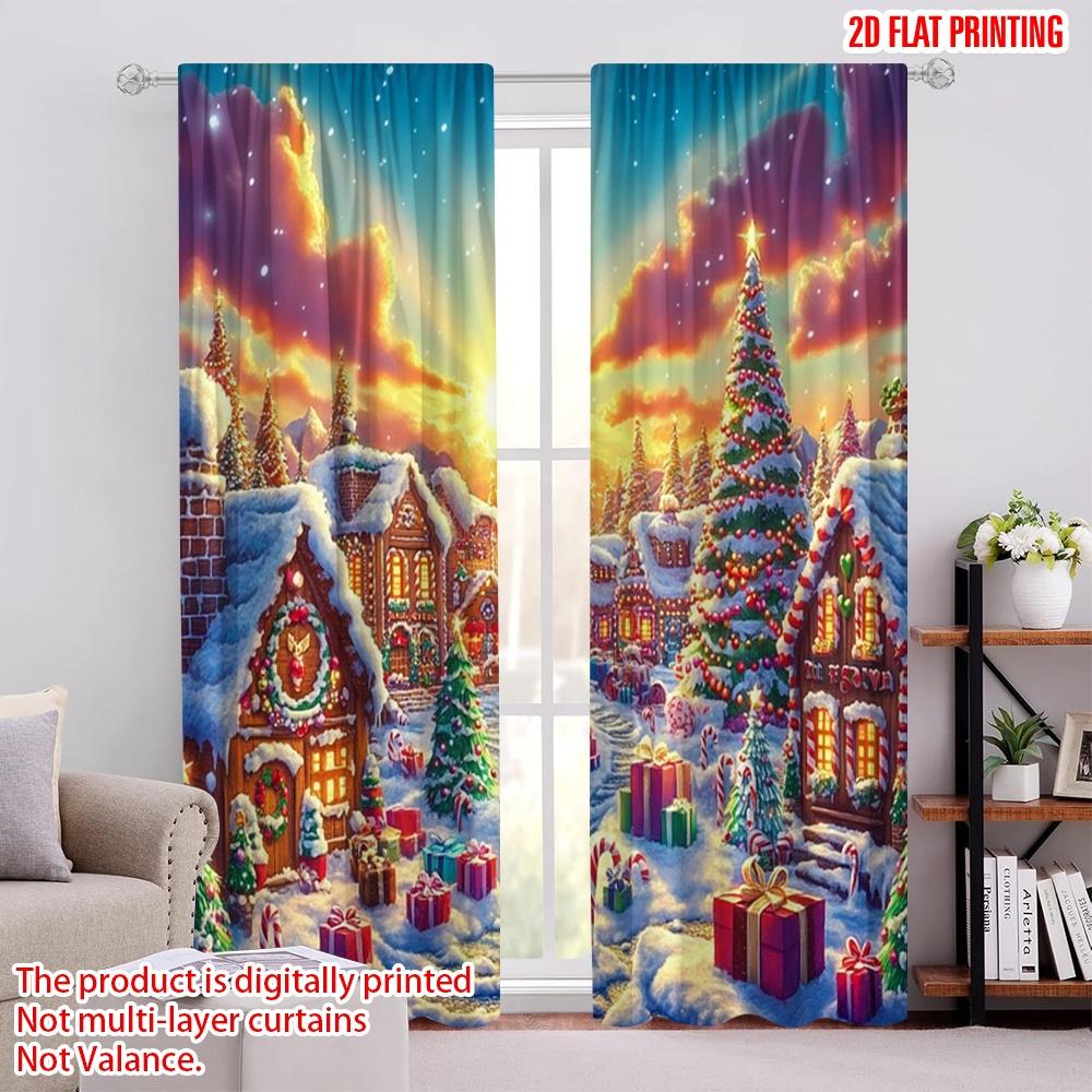 

2pcs,2D plane printing Curtain Fabric Christmas candy wonderland (2) Versatile Polyester (without rod) Decorations Outdoor for 52.50 × 116.00 cm 2 pcs