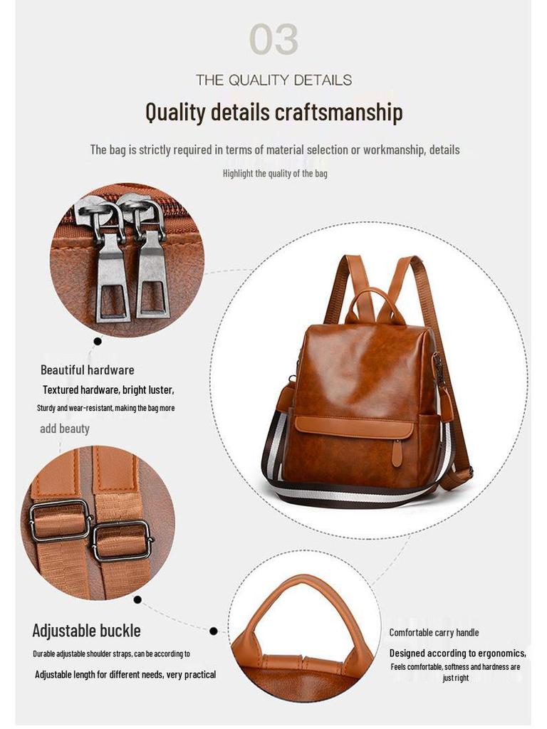 2025 Women's High-End Korean Versatile Backpack - Fashionable, Large Capacity, Retro Casual School Bag