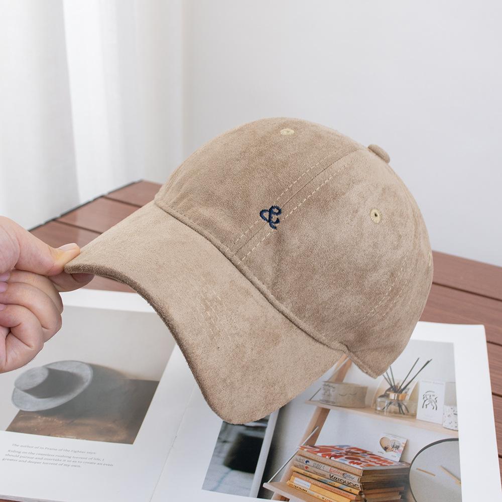 Simple & Character Embroidery Suede Warm Baseball Cap Women's Early Autumn Outdoor Travel Versatile Bent Hat Men's