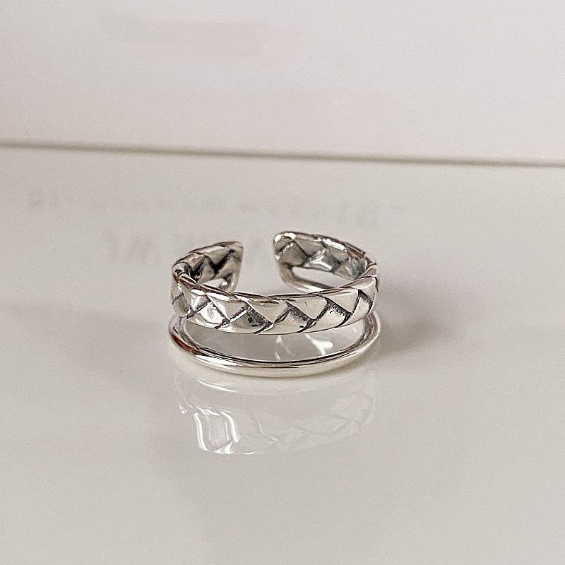 Double Layer Twisted Geometric Adjustable Women s Fashion Ring – Versatile, Stackable, Trendy Open Adjustable