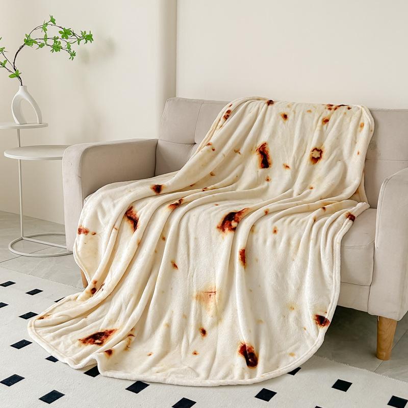 Warm Soft Flannel Burrito Blanket Four Season Universal Round Shape Airplane Travel Throw Coral Fleece Tortilla Nap Wrap Blanket Pad