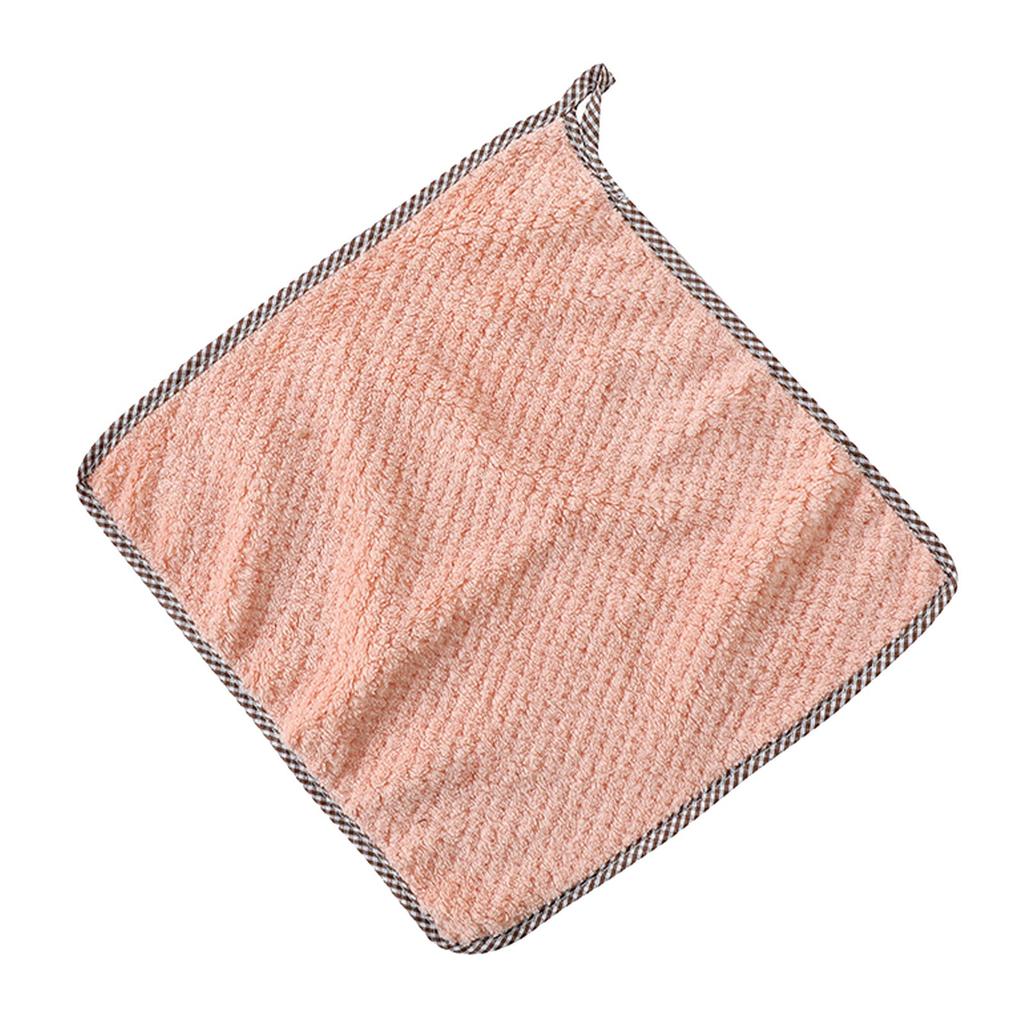 Kitchen Cleaning Dish Cloth with Hanging Loop Coral Fleece Absorbent Soft Hand Towel for Household Kitchen Bathroom