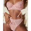 Frauen Wimpern Spitze Sheer Mesh Spaghetti Strap Bh Höschen Set Sexy Damen Dessous Set