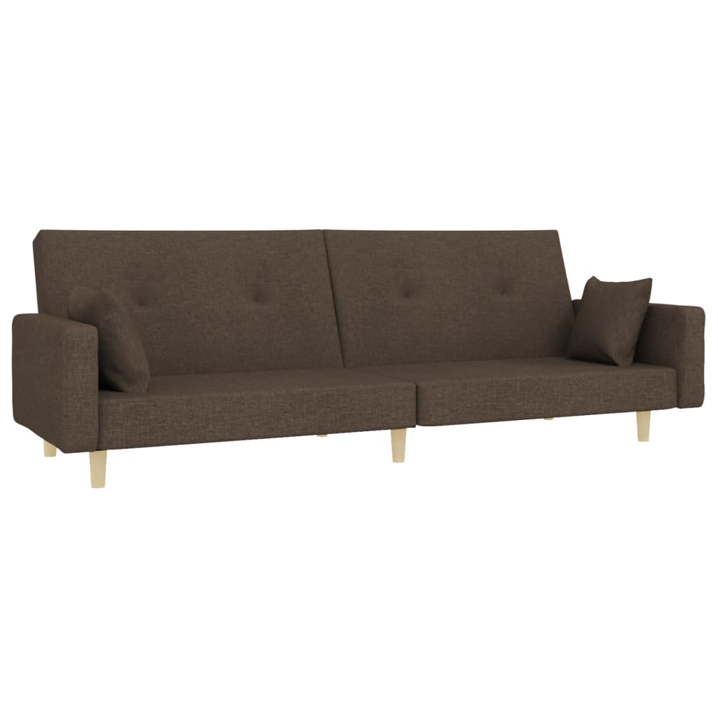 2 Seater Sofa Bed with 2 Cushions Taupe Fabric