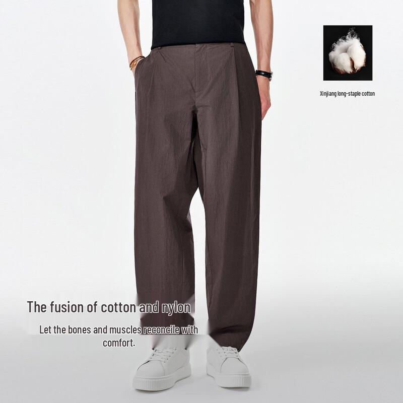 Men's Relaxed Fit Pleated Straight-Leg Casual Pants