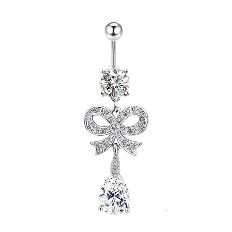 The New Butterfly Water Droplet Drops Of Vermiculite Umbilical Nail Navel Belly Buckle Puncture Ornaments Belly Button Rings