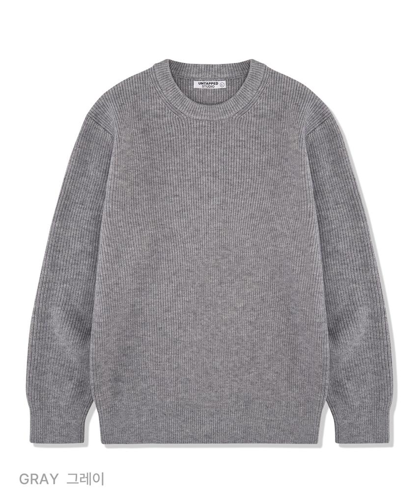 UNTAPPED STUDIO [Set] Viscose Hacci Collar Cardigan + Round Neck Knit