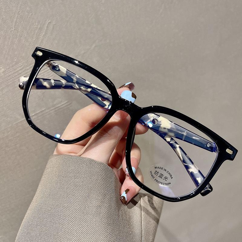 Women Fashion Glasses Frame Vintage Frames Men Retro Square Imitation Wood Grain Legs Spectacles
