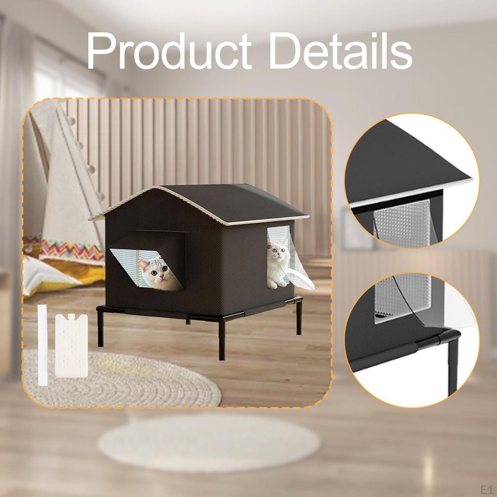 Enclosed Pet Tent House with Elevated Base Kennel for Winter