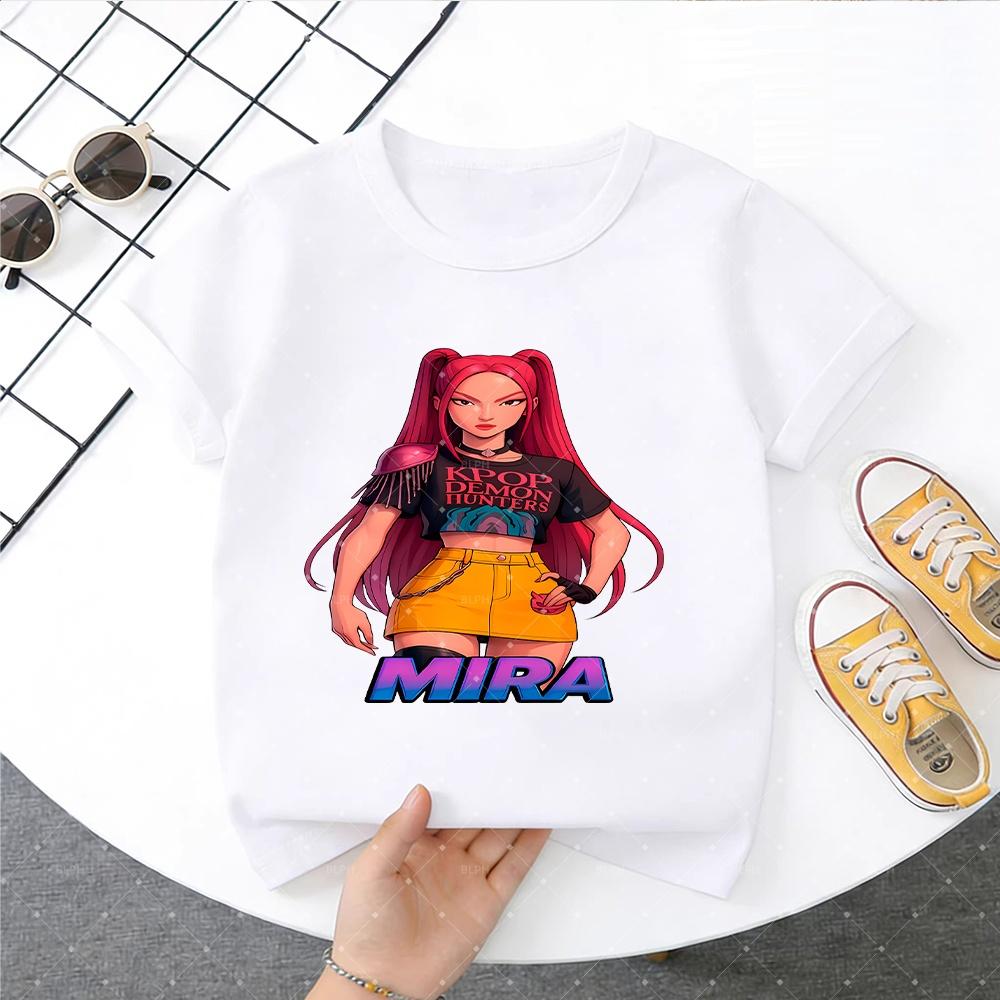 

Summer Fashion Children s T-shirt KPop Demon Hunter Huntrix Design Trendy Pattern Suitable for Young KPop Culture Fans 160