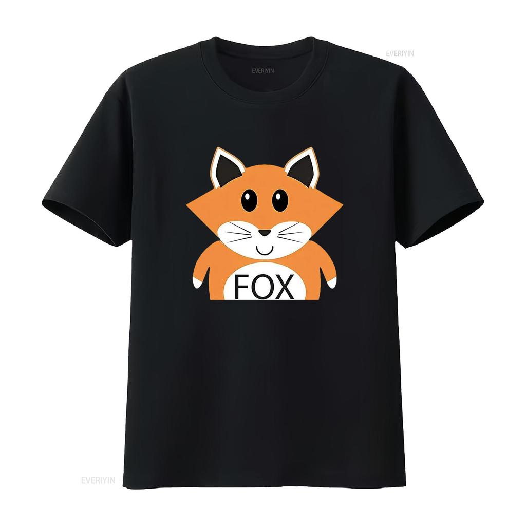 FOX American Retro  Womens T Shirt Black X Large vintage Washed Top For Everyday Wear fashion Comfortable Unisex Casual