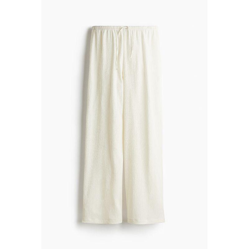 

HM Women Casual Pants 2025 Summer New Commuter Texture Casual Print Drawstring Pants 1259461 White 170/88(L)
