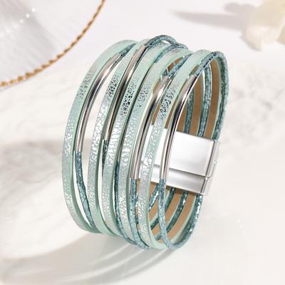 Bohemian Multilayer Leather Bracelet for Women Simple Wrap Bangles Party Jewelry Gifts