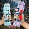 1PC Its Book OClock Mug Flower Art 750ml Color Plastic Sports Water Bottle Leakproof Flip Straw Lid Suitable for Sports Office Home Use