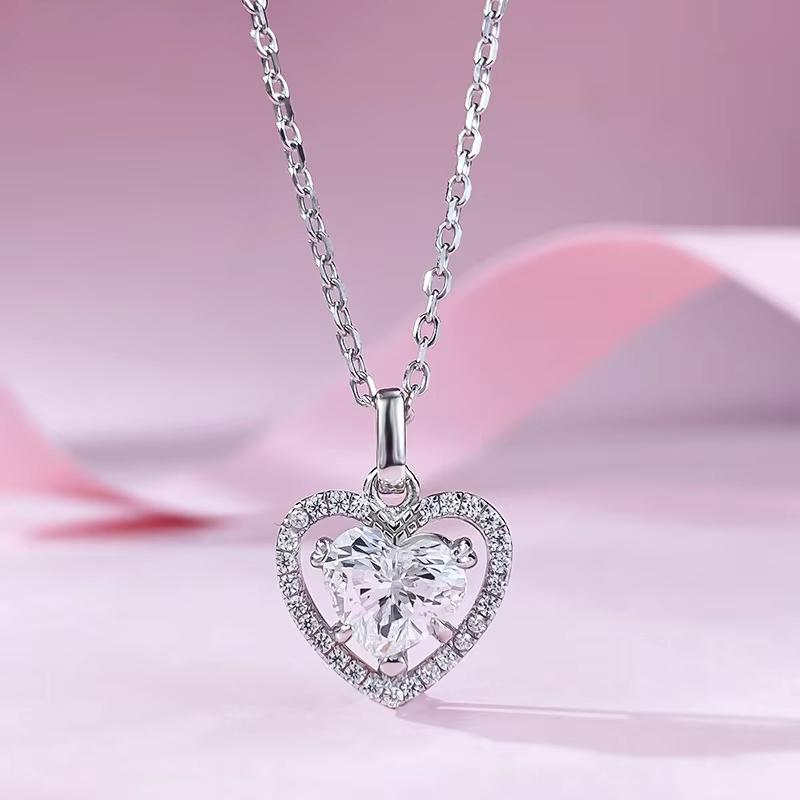 European and American New Necklace 925 Silver 6 * 7mm Heart-shaped Minimalist Collarbone Wedding Jewelry