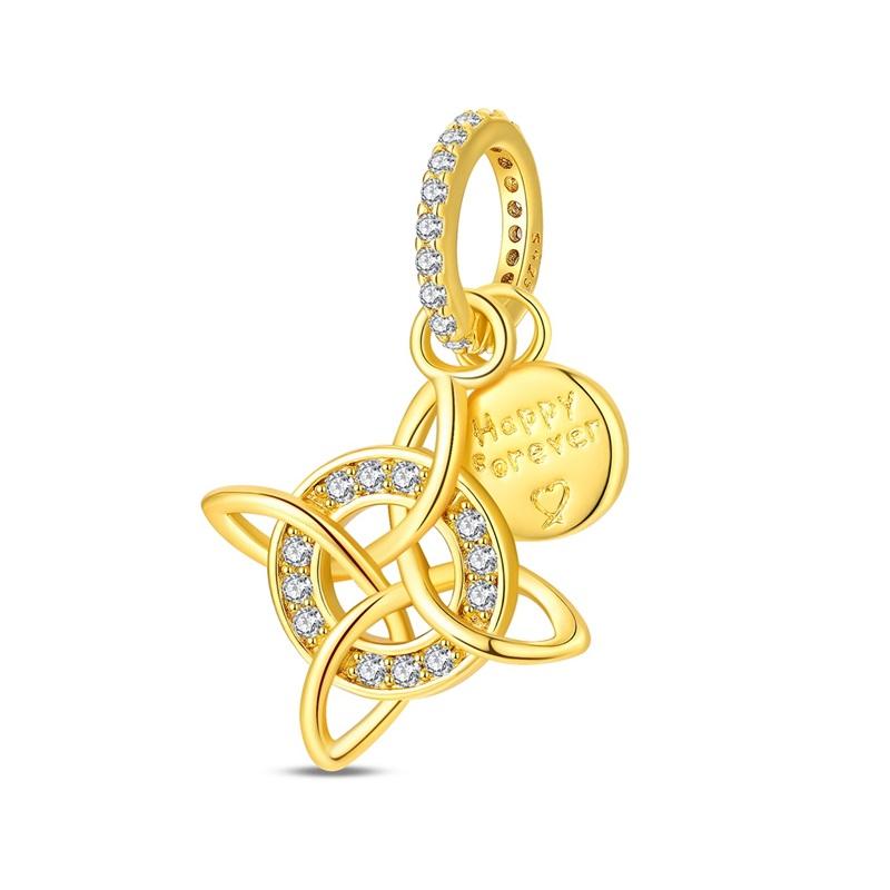 925 Silver Gold Series DIY Charms Beads Inlaid Zirconium Sun Leopard Pendants Fit Bracelet DIY Jewelry Making