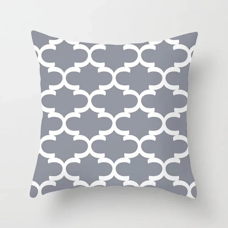 Gray Geometric Printing Sofa Cushion Cover Pillowcase Home Decor Party Car Bedding