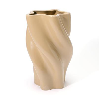 Francfranc Ceramic Twist Flower Vase, Large, Beige, Stylish and Cute