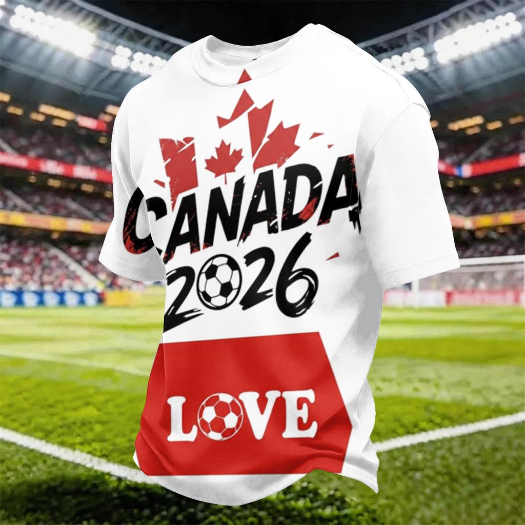 Men's Casual Soccer Print Quick Dry Crew Neck Lightweight Mesh Breathable Short Sleeve T-Shirt Suitable for Outdoor Sports and Daily Wear