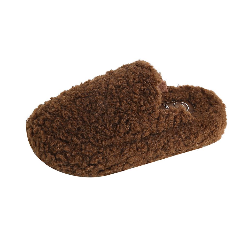 Plus Size Shoes for Women 35-42 Winter Short Plush Warm Slip on  Platform Wedges Comfortable Non-slip House Slippers Women Shoes