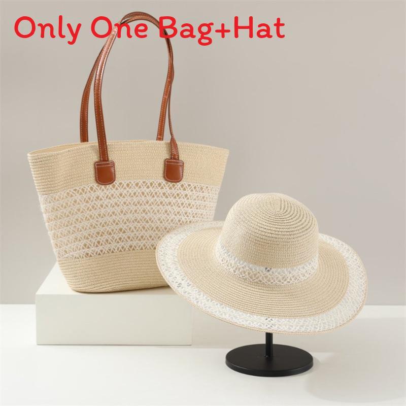Straw Hat And Bag Set With Sun Protection For Outdoor Travel Casual Summer Adults