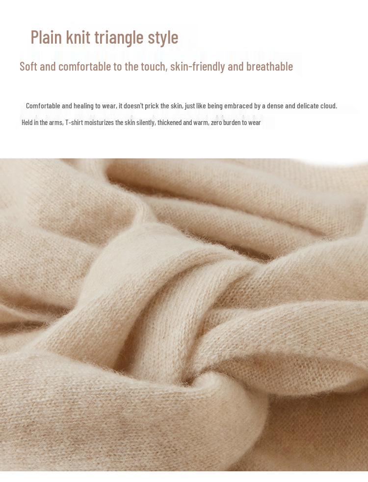Women's 100% Pure Goat Cashmere Triangle Scarf - Autumn/Winter Knitted Warm Shawl