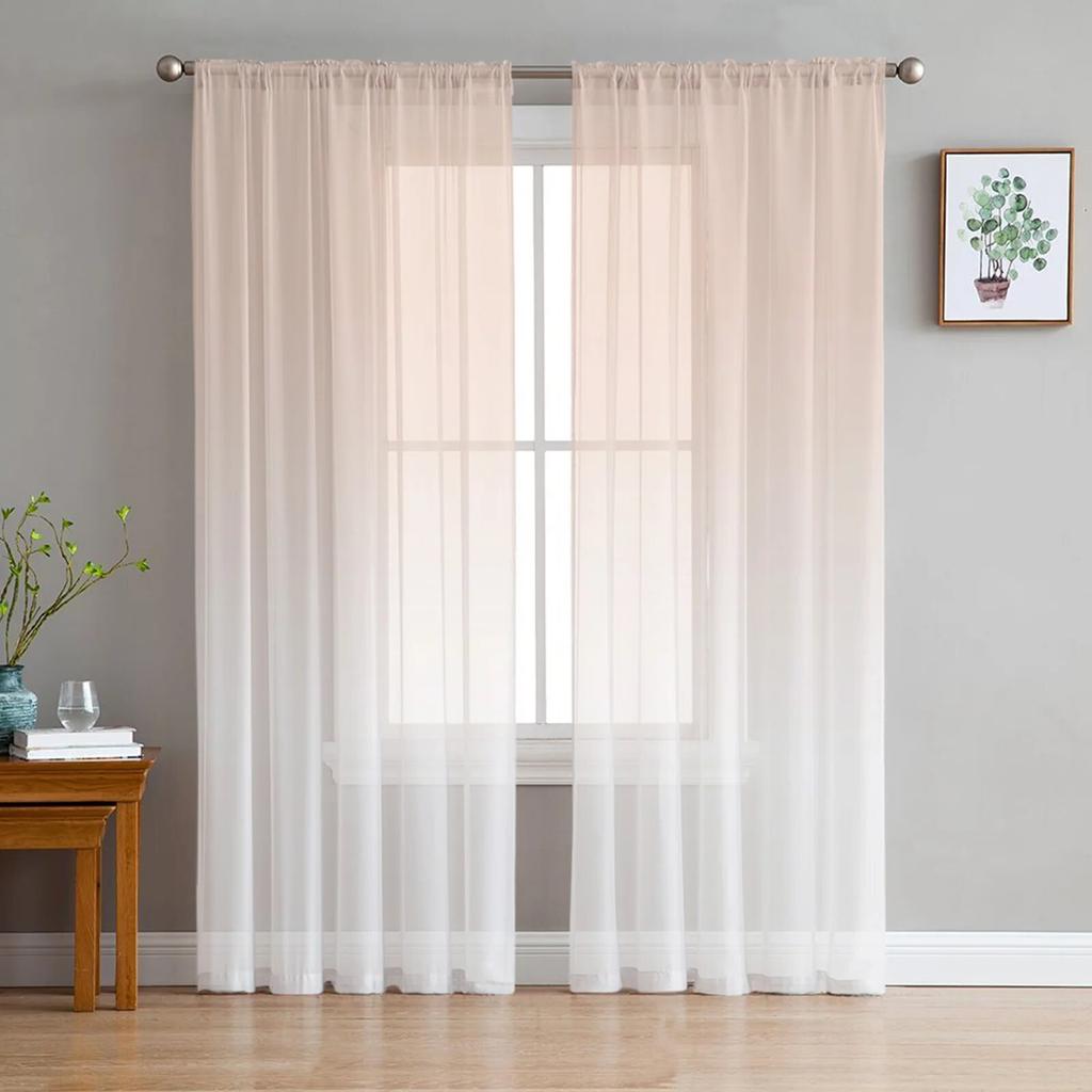 Romantic Purple Gradient Chiffon Sheer Curtains for Living Room Bedroom Home Decoration Window Voiles Tulle Curtain