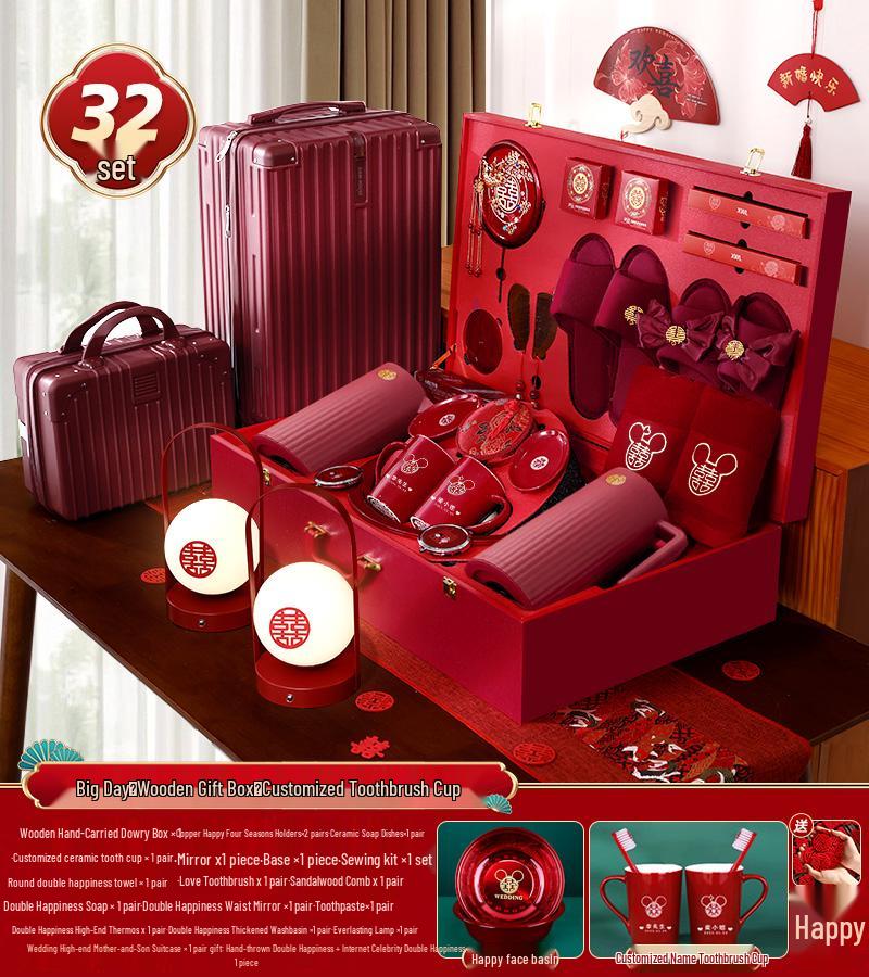 Bridal Dowry Box Set: Complete Red Wedding Toiletries & Gifts