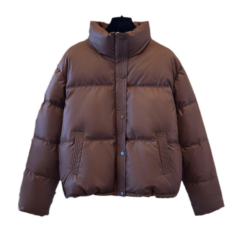 Nowa modna kurtka z kołnierzem typu stójka, krótka, ocieplana bawełną, damska, ciepła kurtka ze sznurkiem ściągającym, kurtka ocieplana bawełną, damski płaszcz