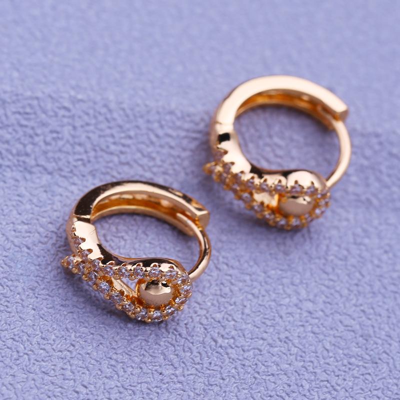 LSOOYH Clip Ohrringe Rose Gold Farbe Mode Ohrring Für Frauen Zirkonia Hohl Tropfen Ohrringe Schmuck